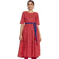 Amazon Brand - Myx Women's Cotton Paisley Regular Kurti (SS19MYXDR032B2_Pink_S)