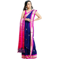 Florely Women's Paithani Cotton Silk Saree With Unstiched Blouse Piece