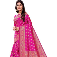 SAMAH Women's Jacquard Art Silk Saree (3591S312NA_Pink)