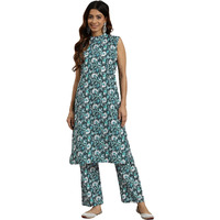 Shiv Textiles Cotton Printed Kurta Set For Women.(KP-209-Blue-2XL)