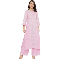 Tissu Women's Cotton Pink & white Floral Printed Kurta with Palazzo (Tis-603_Pink_3XL)