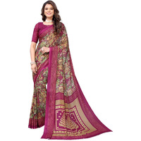 Yashika Women's Georgette Saree With Unstitched Blouse Piece (Kumud Wine_W_Purple)