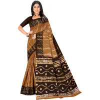 Tamaira Fashion Women's Plain Cotton Saree (2512_Beige&Coffee
