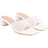 Shoetopia Clear Strap Solid White Block Heels for Women & Girls /UK7