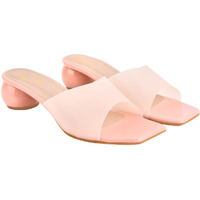 Shoetopia Clear Strap Solid Peach Block Heels for Women & Girls /UK5