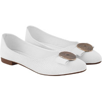 Shoetopia Women's Zip Ballet Flats White