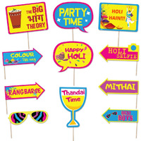 Festiko Happy Holi Photobooth Props 11 Pcs, Holi Decoration Items for Holi Party, Holi Decorations, Colourful Props for Holi