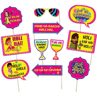 Festiko Bollywood Holi Photo Booth Props (Set of 11 Pcs), Holi Props for Photoshoot, Happy Holi Decoration, Holi Decoration Items, Holi Party Supplies