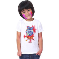 Bon Organik Holi Hai for BOY Boys Printed Cotton Half Slevee Tshirt/Boys clothing/Boy tshirts/Casual tshirts for boys/Round Neck tees for boys/Tshirts for Boys(BON1216-DP-WH-B-8-10Y1T Tee) White