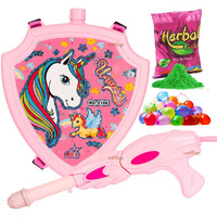 Zest 4 Toyz Holi Pichkari Water Gun for Kids Backpack Tank Holi Water Gun with 1 Pkt Holi Color and 100 Balloons for Holi Celebration Water Spray Gun - Boys and Girls (Diamond Tank - Unicorn)