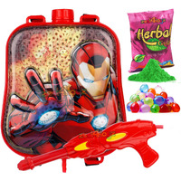 Zest 4 Toyz Holi Pichkari Water Gun for Kids Backpack Tank Spray with Holi Combo 100 Balloons and 1 Pkt Holi Color for Holi Pool Parties- Boys and Girls(Red)