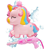 Toyshine Holi Water Toy Gun with Pressure Mechanism for Long Throw, Back Holding Tank, Back Holding Tank, 1.5 L, Unicorn Body, Pink