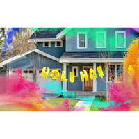 Almoda Creations Holi Decorations Kit, Holi Colours, Holi Balloons, Herbal Gulal For Holi, Rang Barse, Holi Items, Holi Pichkari (Holi Hai Banner (Golden))