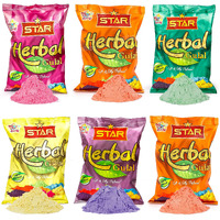 Zest 4 Toyz Herbal Gulal Holi Color for Kids Non-Toxic Perfumed Natural Fragrance Soft Silky Gulal Color for Holi- Pack of 6 -Assorted Color