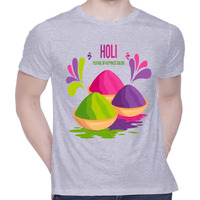 CreativiT Unisex Graphic Printed Holi-Festival of Colors Festive Cotton Casual Half Sleeve Round Neck T-Shirt (D00310-14, Grey, X-Large)