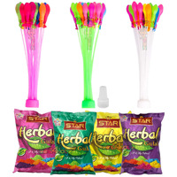 Zest 4 Toyz Holi Magic Water Balloons Pack for Kids with 4 Holi Herbal Gulal Vibrant Colors Quick Fill Easy Tie Water Balloon Holi Celebrations for Boys and Girls (Pack of 111)