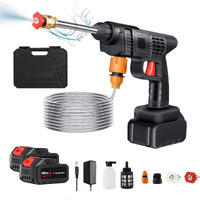 ROMINO Cordless Portable Wireless Pressure Washer Gun 48V 12000mah High Pressure Water Gun for Car Wash Bike Washing Cleaning| Adjustable Nozzle and 5M Hose Pipe (Double_Battery)