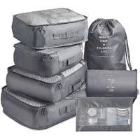 Ambiger Travel organizer 7 in 1 Travel Packing Cosmetics Luggage Packing Organizers Set Makeup Bags Organizer Packing Cubes with Shoe Bag for travel (Grey, nylon)