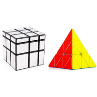 D ETERNAL Cube Combo Of Mirror Cube And Pyraminx Pyramid Triangle High Speed Stickerless Magic Puzzle Cube For 14 Years And Up, Teen