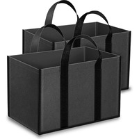 Storite Grocery Bag Pack Of 2 Heavy Duty Canvas Shopping Bags Unisex-Adult, Utility, Black For Vegetables Fruits/Milk Bag With Reinforced Handles (41X21X31 Cm)
