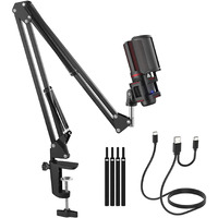 Audio Array AM-C7 USB 2 in 1 Plug & Play Condenser Microphone Kit with Boom Arm | 3.5 mm No Latency Monitoring, Volume Control & Mute Button| for Conference, Gaming, Podcasting & Live Streaming.