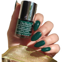DeBelle Gel Glossy Finish Nail Polish Hyacinth Folio (Bottle Green), 8 Ml - Enriched With Natural Seaweed Extract, Cruelty Free, Toxic Free