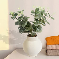 Anko Artificial Eucalyptus Plant with White Vase (Potted Plant) | Decorative Artificial Plant for Home, Office, Bedroom, Balcony, Living Room, Table | Natural Look Artificial Plant for Home Dcor