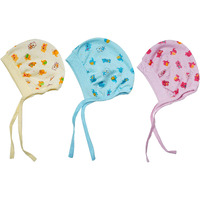 CUTE LANDINGS 0-3/3-6/6-9/9-12/12-18 & 18-24 Months New Born Baby Girls & Boys Finest Hosiery Cotton Double Layer Knot Caps Set/Infant/Hat/Toppi/Kan Topi/Clothes (Pack of 3) Multicolour