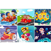 Fiddlys Wood Jigsaw Puzzles For Kids & Children -9 Pieces Age 3+ (Travel & Adventure (Pack Of 6))
