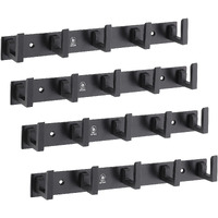 iSTAR 5 Pin Bathroom Cloth Hooks Hanger Door Wall Bedroom Bathroom Robe Hooks Rail for Hanging Keys,Clothes,Towel Steel Hook (Pack of 4, Black)