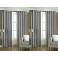 Exporthub 4 Pieces Polyester Plain Eyelet Door Curtain Set (Grey, 7ft)