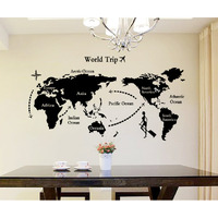 Decals Design  World Map  Wall Sticker (PVC Vinyl, 90 cm x 60 cm, Black)