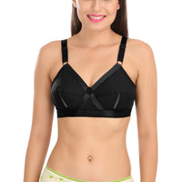 SONA Women s Perfecto Cotton Full Coverage Non-Padded Wirefree Everyday Bra - Anti Bacterial - Side Support Shaper (Pack of 1_Black_97B)