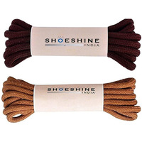 SHOESHINE Round Boot Lace Casual, Hiking Shoelace 4mm Thick Shoe Laces, 150cm - Tan & Dark Brown Shoe Laces (2 Pairs)