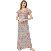 Soulemo Women s Cotton Floral Maxi Nighty - 499K Coin Grey- XXL- Bust 52