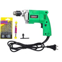 KHADIJA Drill Machine 10mm With Free 13Pcs HSS Drill Bits & 1Pc Masonary Bit Combo 6 Months Warranty