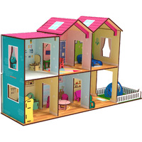 Toyshine Big Size Wooden DIY Doll House for Kids with Furniture, Dolls, Side Garden and Much More! Play House Learning Toy for Girls Boys 3 4 5 6 7 Year Old Birthday Gift Dollhouse