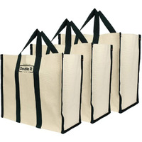 DOUBLE R BAGS Unisex-Adult Big Eco Cotton Canvas Shopping Utility Bags For Carry Milk Grocery Fruits Vegetable With Reinforced Handles Jhola Bag - (17X8.5X14-Inches) (Pack Of 2) (Black)