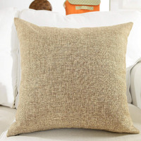 Khooti Decorative PolyJute Square Cushion Cover Throw Pillow Cover for Living Room Couch Single Sofa, Colourful Modern 12 Inches x 12 Inches / 30 cm x 30 cm (Colour - Natural Linen)(Set of 1 Piece)