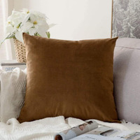 Khooti Velvet Cushion Cover, 12x12 (Brown) (Pack of 1)