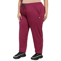 CUPID Regular fit Plain Cotton Sports n Gym Lowers, Trousers, Track Pant, Lounge n Night Wear, Pyjamas for Women n Girls - Purple, Large
