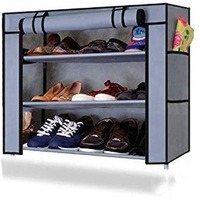 Ebee Shoe Rack With 3 Shelves (Grey)