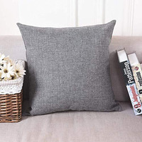 Khooti Jute Cushion Cover, 14x14 (Light Grey)(Pack of 2)