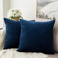 Khooti Velvet Cushion Cover, 26x26 (Blue)(Pack of 2)