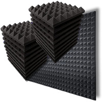 MMT Acoustix 72Pc Pyramid Acoustic Foam Panels | Pro Soundproofing for YouTubers, Podcasters & Studio Recording | 1x1Ft | 2 Thick | Charcoal Black