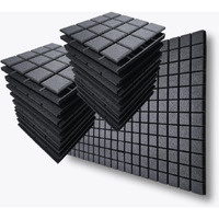 MMT Acoustix 72 Pc Turbo Acoustic Foam, Level X Sound Recording, Soundproofing Noise Reduction Acoustic Panels | 1x1Ft 2 Thick, Charcoal Color