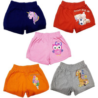TotzTouch Baby |Kids Girls Regular Shorts Soft Cotton with Cute Animal Prints Combo Pack of 5 Multicolored Age 3 to 4 Years