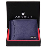 WildHorn RFID Protected Leather Wallet for Men, Blue
