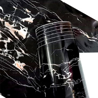 ELTON Black Marble High Gloss Self Adhesive Vinyl Wallpaper,Furniture Film ,24 x 96 Inches(black Marble )