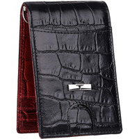 URBAN FOREST Eddy Printed Black/Dark Red Money Clip Leather Wallet for Men